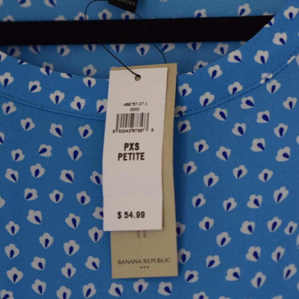 🌼 NWT Banana Republic Blue‎ Blouse – Petite XS 🌼 - Picture 6 of 12